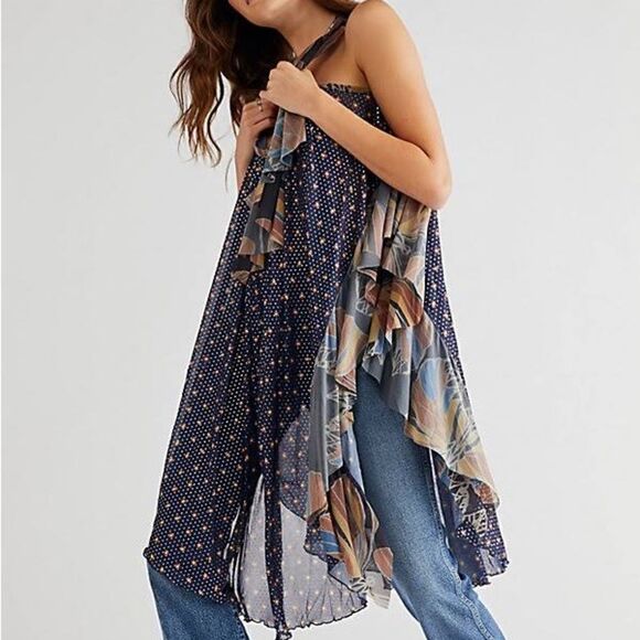 Free People - Kimono dress ruffle v-neck swiming cover up size M/L - Picture 1 of 14